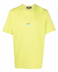 Мужская зелено-желтая футболка с круглым вырезом с принтом от MSGM