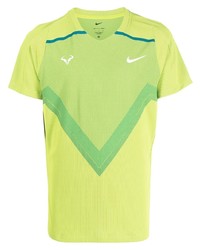 Мужская зелено-желтая футболка с круглым вырезом с принтом от Nike