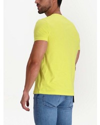 Мужская зелено-желтая футболка с круглым вырезом с принтом от Polo Ralph Lauren