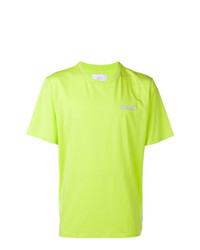 Мужская зелено-желтая футболка с круглым вырезом с принтом от Stampd