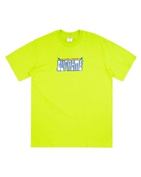 Мужская зелено-желтая футболка с круглым вырезом с принтом от Supreme