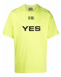 Мужская зелено-желтая футболка с круглым вырезом с принтом от VTMNTS