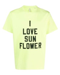 Мужская зелено-желтая футболка с круглым вырезом с цветочным принтом от Sunflower