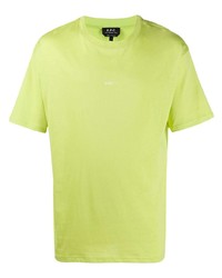 Мужская зелено-желтая футболка с круглым вырезом от A.P.C.