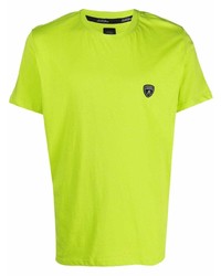 Мужская зелено-желтая футболка с круглым вырезом от Automobili Lamborghini