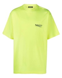 Мужская зелено-желтая футболка с круглым вырезом от Balenciaga