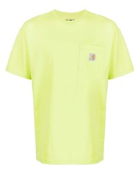 Мужская зелено-желтая футболка с круглым вырезом от Carhartt WIP
