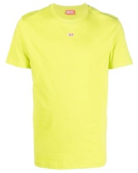 Мужская зелено-желтая футболка с круглым вырезом от Diesel