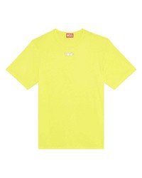 Мужская зелено-желтая футболка с круглым вырезом от Diesel