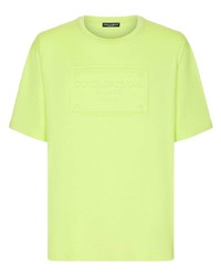 Мужская зелено-желтая футболка с круглым вырезом от Dolce & Gabbana