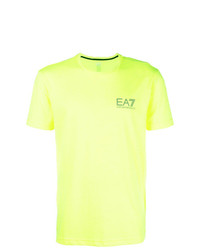 Мужская зелено-желтая футболка с круглым вырезом от Ea7 Emporio Armani