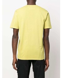 Мужская зелено-желтая футболка с круглым вырезом от C.P. Company