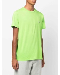 Мужская зелено-желтая футболка с круглым вырезом от Lacoste