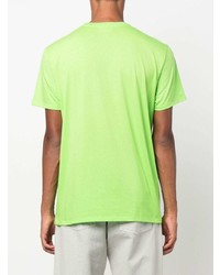 Мужская зелено-желтая футболка с круглым вырезом от Lacoste