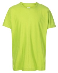 Мужская зелено-желтая футболка с круглым вырезом от Homme Plissé Issey Miyake