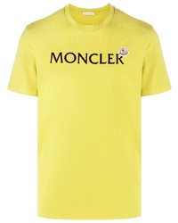 Мужская зелено-желтая футболка с круглым вырезом от Moncler