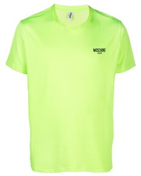 Мужская зелено-желтая футболка с круглым вырезом от Moschino
