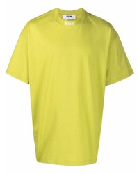 Мужская зелено-желтая футболка с круглым вырезом от MSGM