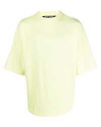 Мужская зелено-желтая футболка с круглым вырезом от Palm Angels
