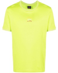 Мужская зелено-желтая футболка с круглым вырезом от Paul & Shark