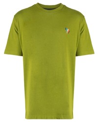 Мужская зелено-желтая футболка с круглым вырезом от PS Paul Smith