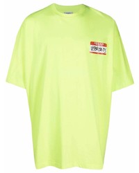 Мужская зелено-желтая футболка с круглым вырезом от Vetements