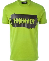 Мужская зелено-желтая футболка от DSQUARED2