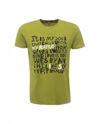 Мужская зелено-желтая футболка от Sisley