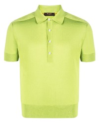 Зелено-желтая шелковая футболка-поло