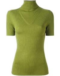 Женская зелено-желтая шерстяная вязаная водолазка от P.A.R.O.S.H.