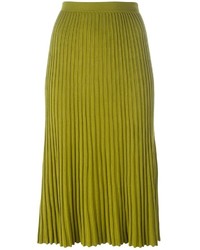 Зелено-желтая юбка со складками от Christian Wijnants