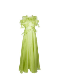 Зелено-желтое вечернее платье с рюшами от Maison Rabih Kayrouz