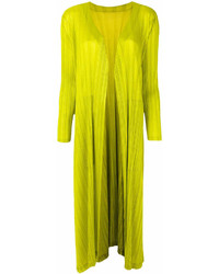Женское зелено-желтое пальто от Pleats Please Issey Miyake