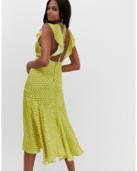 Зелено-желтое платье-миди от ASOS DESIGN