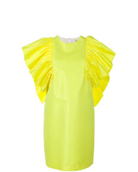 Зелено-желтое платье прямого кроя от MSGM