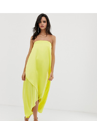 Зелено-желтое сатиновое платье-миди от ASOS DESIGN