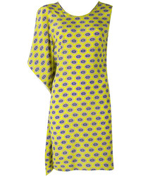 Зелено-желтое шелковое платье с принтом от MSGM