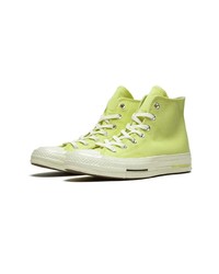 Мужские зелено-желтые высокие кеды из плотной ткани от Converse