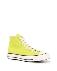 Мужские зелено-желтые высокие кеды из плотной ткани от Converse