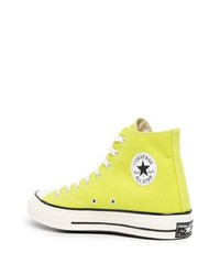 Мужские зелено-желтые высокие кеды из плотной ткани от Converse