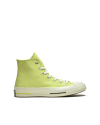 Мужские зелено-желтые высокие кеды из плотной ткани от Converse
