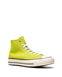 Мужские зелено-желтые высокие кеды от Converse