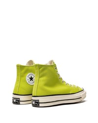 Мужские зелено-желтые высокие кеды от Converse