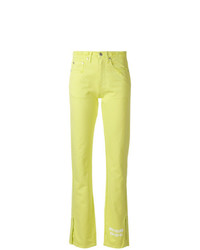 Женские зелено-желтые джинсы от MSGM