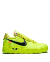 Мужские зелено-желтые замшевые низкие кеды от Nike X Off-White