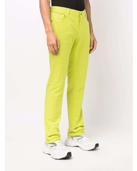 Мужские зелено-желтые зауженные джинсы от Just Cavalli