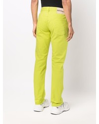 Мужские зелено-желтые зауженные джинсы от Just Cavalli