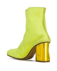 Зелено-желтые кожаные ботильоны от Maison Margiela