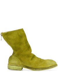Мужские зелено-желтые кожаные ботинки от Guidi