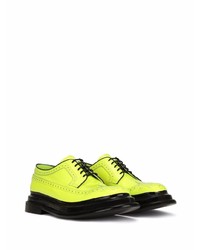 Зелено-желтые кожаные броги от Dolce & Gabbana